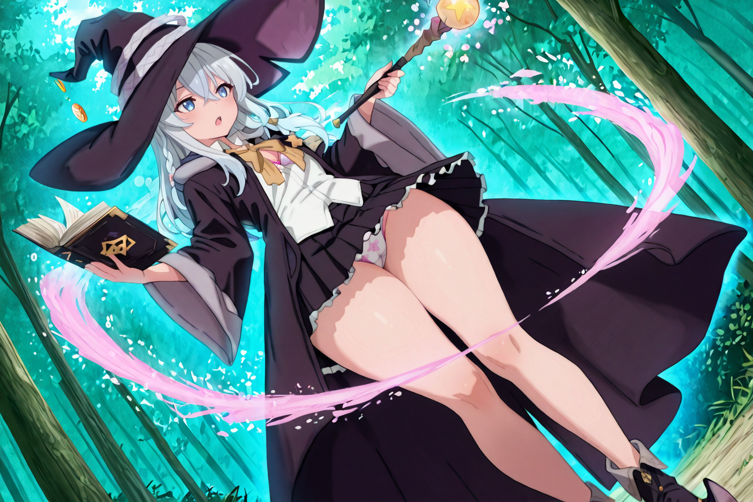 Witch in Black Hat and Skirt