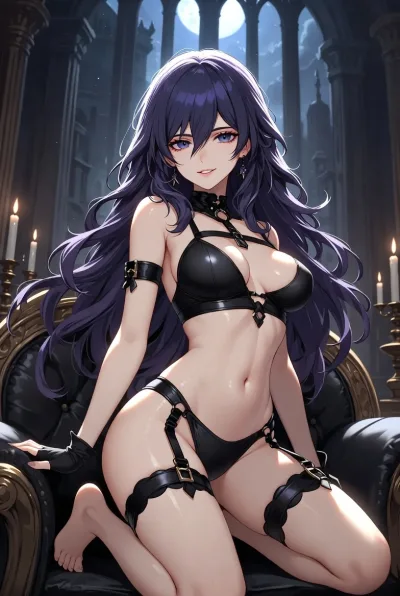 Anime Art: Black Lace Bikini