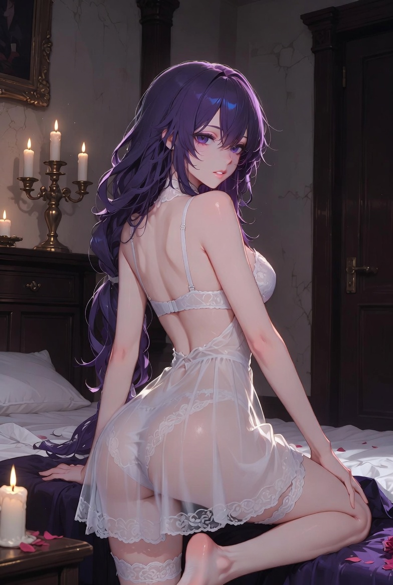 Anime girl in white lingerie