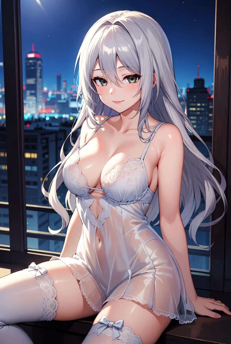 Anime Girl in White Lingerie