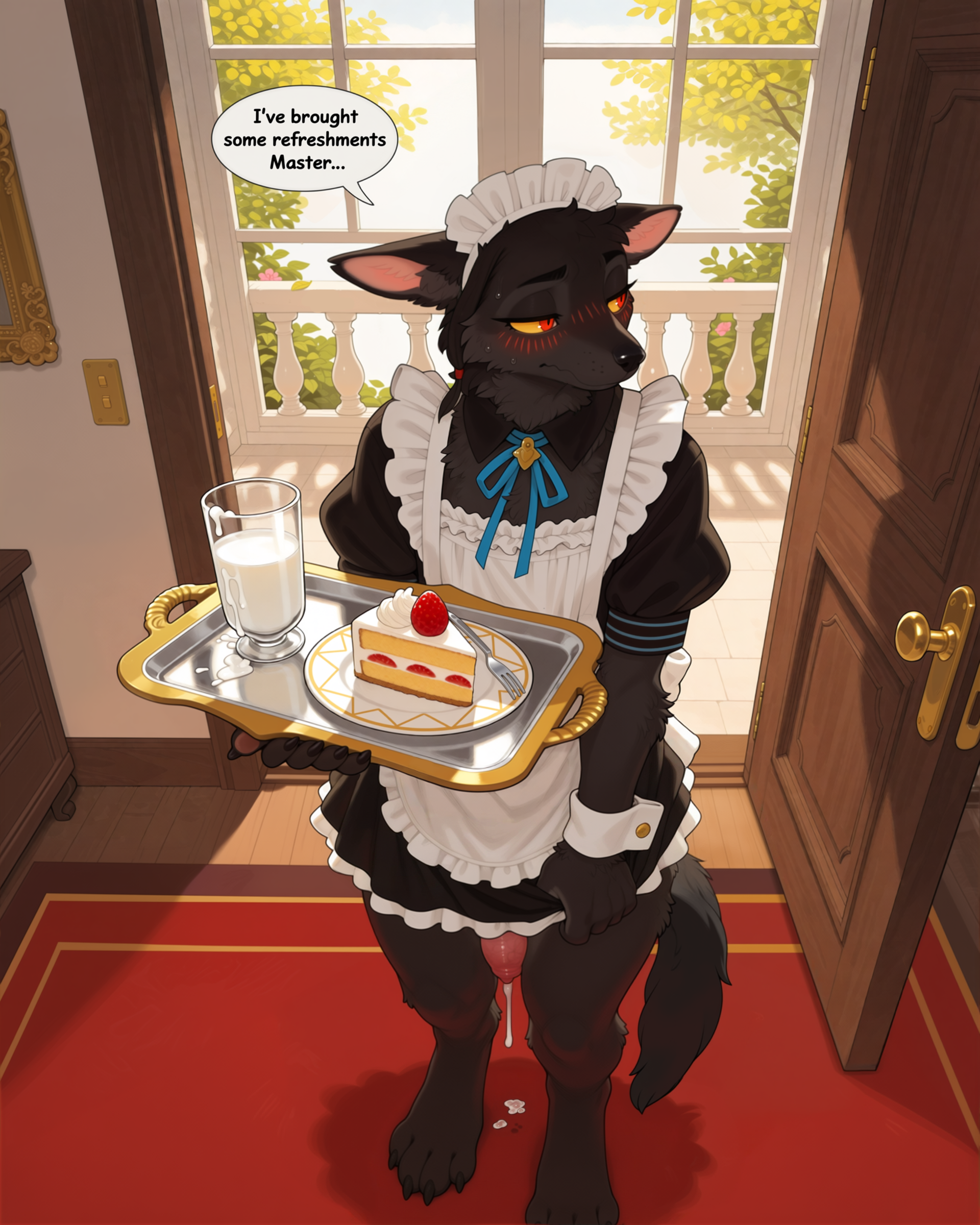 Anime Boy Holding a Cake