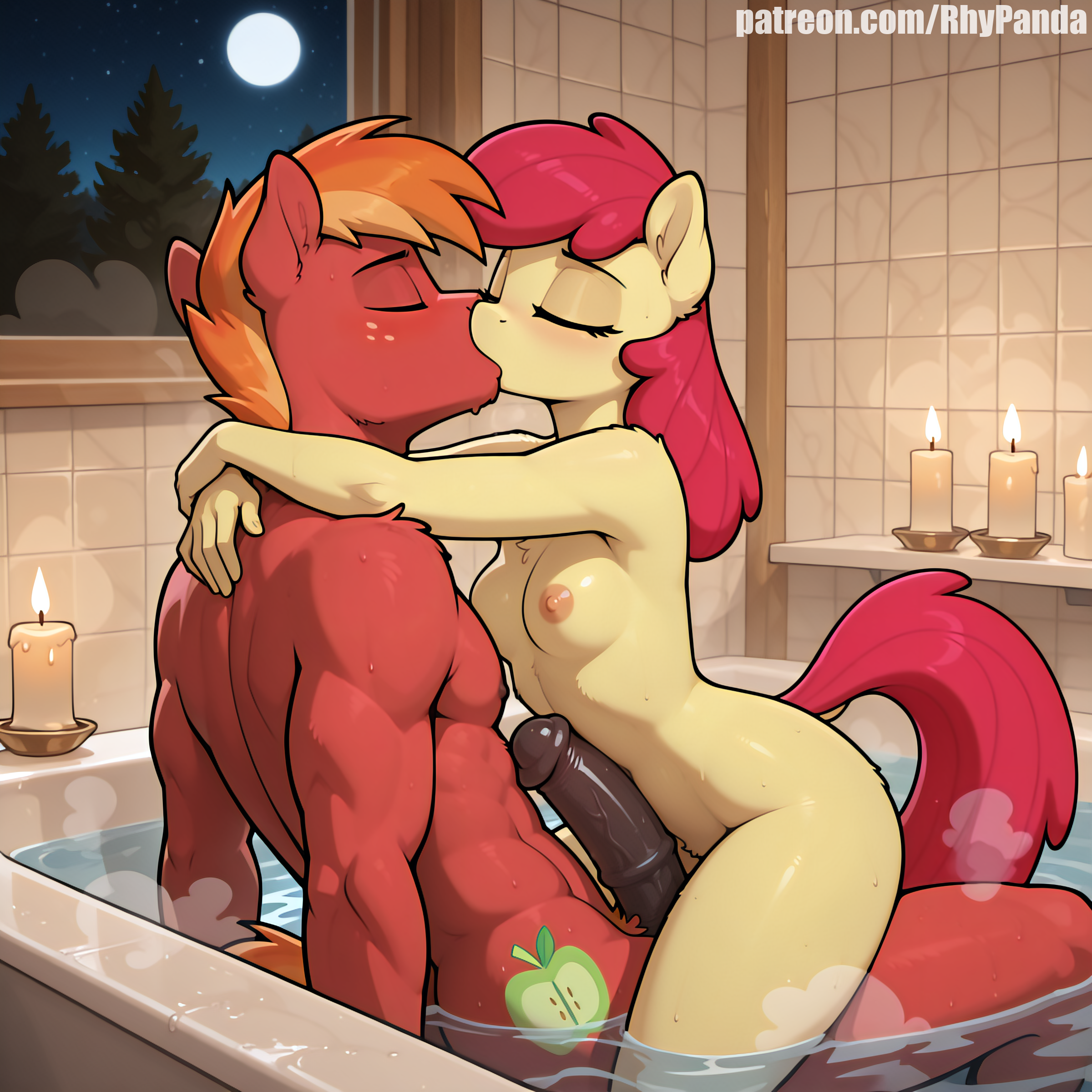 Anime Girl and Boy Kissing at Night