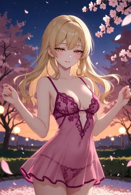 Pink Dress with Blonde Hair