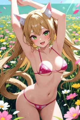 Cat in Pink Bikini