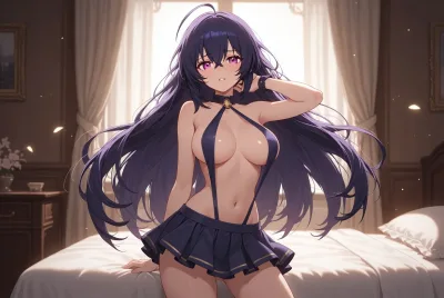 Anime girl with purple eyes and black hair