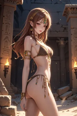Ancient Egyptian Goddess in Gold Bikini