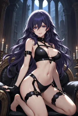 Anime Art: Black Lace Bikini