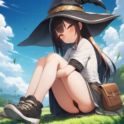 Witchy Wearing Wizard Hat