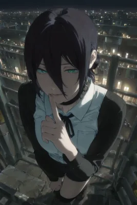 Shy Girl with Black Hair and Blue Eyes